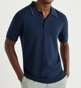 Men's Loose Fit Polo Shirt Navy Blue Choose Size L XL 2XL Cotton Blend - Picture 1 of 10