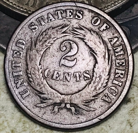 1871 Two Cent Piece 2C Ungraded Circulated US Copper Coin CC18516 Cover
