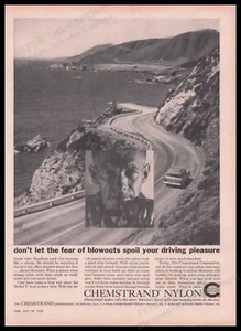 Chemstrand Nylon Tire Cord Coastline Road 1950s Print Advertisement Ad 1959 - Picture 1 of 1