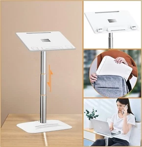 Adjustable Lap Desk White Portable Laptop Lap Desk for Bed with Legs Book Clip - Picture 1 of 9