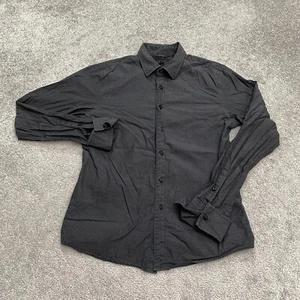 Guess French Cuff Knot Button Down Shirt Mens Small Black Striped Cotton Work - Picture 1 of 14