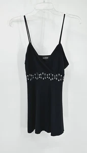 Vintage 80er SCHWARZ TANK TOP Tunika Whimsigoth Nieten ärmellos Cami schwarz M - Bild 1 von 7