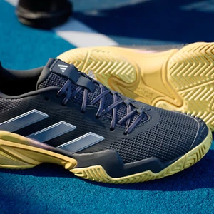 Adidas Barricade 13 Tennis Shoes Black Yellow UK 7.5 US 8 - Picture 1 of 12