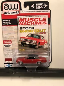 1/64 AUTO WORLD MUSCLE MACHINES 1967 CHEVROLET CHEVELLE SS 396 RED & BLACK TOP - Picture 1 of 2