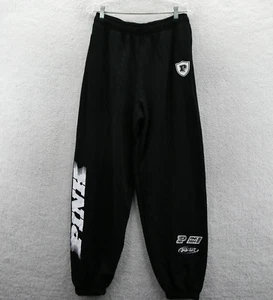 Victorias Secret Medium PINK Racing Ivy Fleece Sweatpants Lounge Black Jogger - Picture 1 of 10