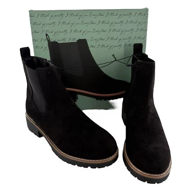 Kensie Girl Kayla Bota Negra 10 Microfibra Gamuza Cremallera Lateral Suela Chelsea Nueva Foto 1 de 4