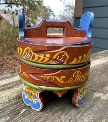 Norwegian Rosemaled Porringer Grotambar 1890 Norway Scandinavian Folk Art - Image 1 of 4