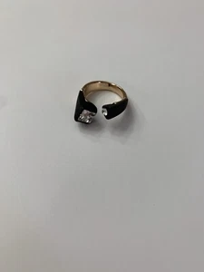 BLACK AND GOLD WHITE RHINESTONE Adjustable Ring-R16008 - Picture 1 of 2