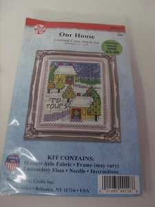 Design Works OUR HOUSE TO YOURS w Silver Frame Mini Counted Cross Stitch Kit - Picture 1 of 2