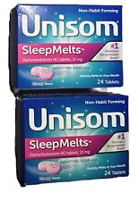 🔥 2 Unisom SleepMelts Night Time Sleep Aid Cherry Flavor 24 ct. EXP 05/25 NEW🔥