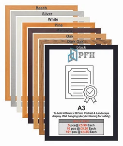 Modern Picture Frame A3 Premium Wood Photo Frames Wall Hanging Acrylic Glass - Picture 1 of 9