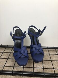 850$ MINT! Yves Saint Laurent Patent Leather Tribute Heels Sandals size 39