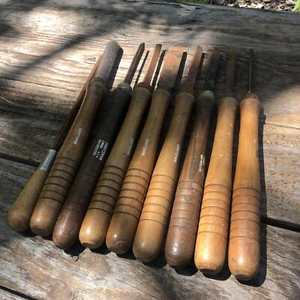 Vintage Craftsman 8 pc USA High Speed Steel Lathe Wood Turning Chisel Set + File - Picture 1 of 11
