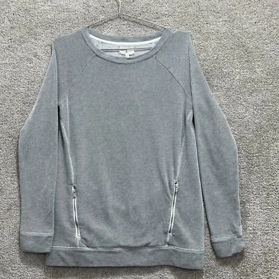Lou & Grey Women Gray Cotton Long Sleeve Zip Pocket Pullover Sweatshirts Size XS - Image 1 of 4