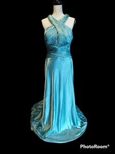 Hannah S festliches Kleid Abschlussball Party Vintage türkis Größe 14 WUNDERSCHÖN! - Bild 1 von 9