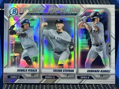 2021 Bowman Chrome Yankees Talent Pipeline OSWALD PERAZA / STEPHAN / ALVAREZ - Image 1 of 2