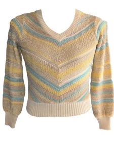 TUFFI-LYNN Vintage 70’s space Dyed cropped knitted sweater Pastel Colors Small - Picture 1 of 7