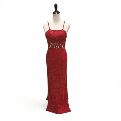 Sean Collection 100% Silk Beaded Cut Out Vintage Evening Dress Red EUC Small - Image 1 of 4