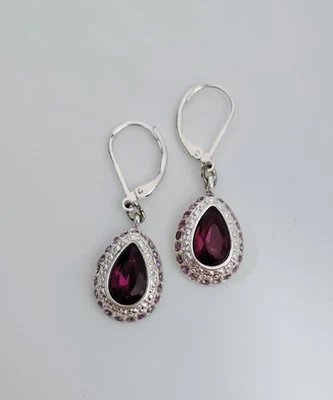 Avon Fancy Affair Teardrop Earrings Silver Tone Crystal Leverback 2013 Jewelry 2 - Image 1 of 4