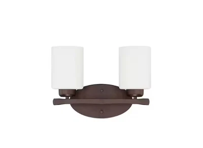 Iluminación para el hogar 13x9 pulgadas tocador de bronce de 2 luces luz de vidrio blanco suave Foto 1 de 2