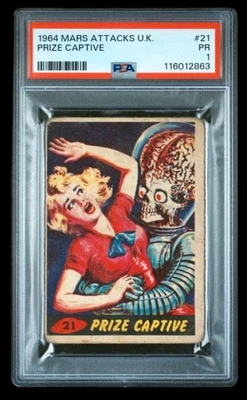 1964 mars attacks UK #21 prize captive; UK variation franchise card PSA 1  RARE - Image 1 of 2