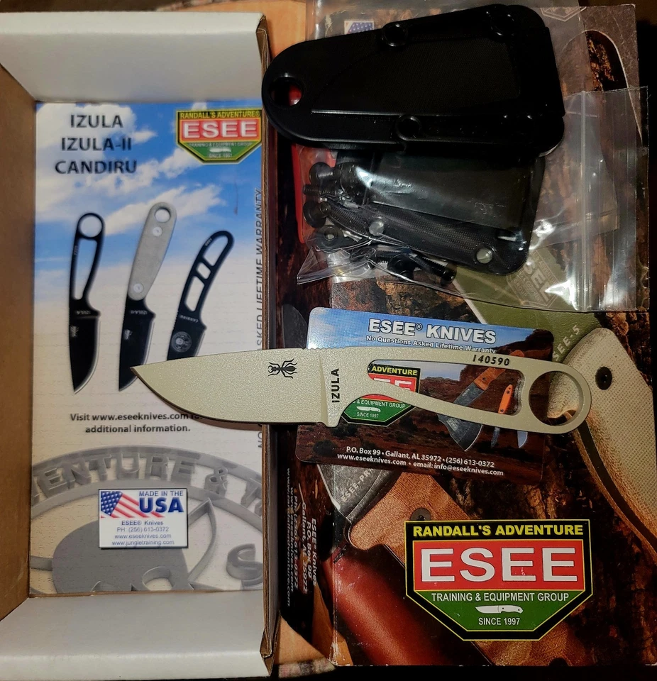 Cuchillo bronceado ESEE Izula DT 2,63" hoja de acero al carbono con recubrimiento en polvo pieza única Foto 1 de 1