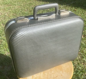 Maleta rígida interior gris Trojan vintage con interior azul 15"x12"x6" rara - Imagen 1 de 18