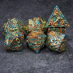 Sage's Dragonscales Set di dadi poliedrici in metallo verde/rosso/oro giochi D&D - Foto 1 di 10