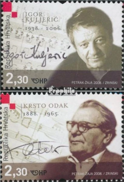 Selos Croácia 2008 Mi 833-834 em perfeito estado, sem marca de charneira 2008 músicos - Imagem 1 de 1