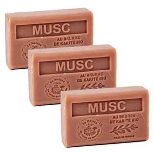 3 x 125g Bars, Savon de Marseille, Musk Scented French Soap, Organic Shea Butter - Picture 1 of 3