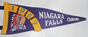 Niagara Falls Canada 12' Felt Pennant 1957 Vintage W/ Indian Chief' - Picture 1 of 3