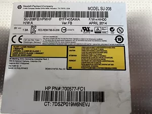 HP DVD-RW Burner Optical Drive No Bezel SU-208FB 700577-FC2 - Picture 1 of 5