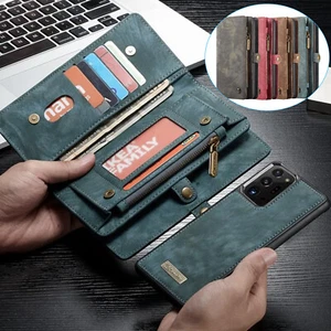 For Samsung S25 S24 S23 S22 S21 Zipper Wallet Detachable Leather Magnetic Case - Picture 1 of 46