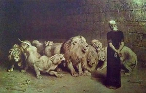 2 impresiones artísticas cristianas Respuesta de Daniel al rey y Daniel en el foso de los leones  - Imagen 1 de 2