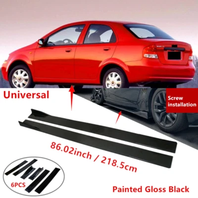 86" Universal Fit For Chevrolet Aveo 04-06 Side Skirt Lip Splitter Rocker Panel Foto 1 de 4