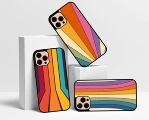 Retro Stripes Silicone Phone Case Available in iPhone 15 14 and Android Samsung - Picture 1 of 7