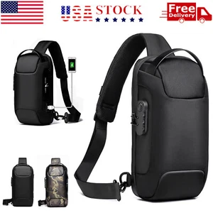 Anti Theft Sling Bag Waterproof Chest Bag Crossbody Backpack w/ USB Charge Port - Picture 1 of 14