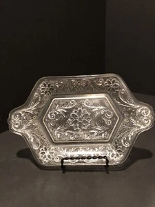 Depression Clear Glass Sandwich Platter with Handles Indiana Pressed Glass   - Picture 1 of 8