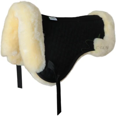 Woolous Sheepskin Half Pad,Fleece Wool Lined Horse Saddle Pad for English Saddle - Image 1 of 4