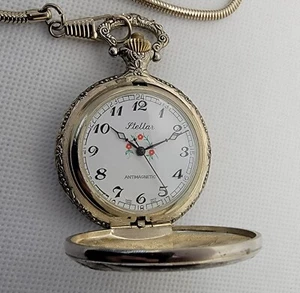 Mens Stellar Anti-Magnetic Swiss Parts Hong Kong Manual Wind Pocket Watch L1 - Picture 1 of 9