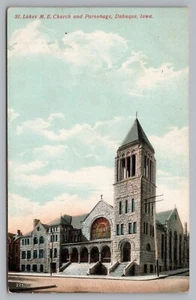 Postcard St Lukes ME Methodist Episcopal Church & Parsonage Dubuque Iowa - Picture 1 of 2