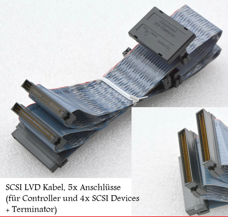LVD SCSI UW ULTRA WIDE INTERNES KABEL FÜR 5x GERÄTE TERMINATOR U320 U160 #K40  - Bild 1 von 1