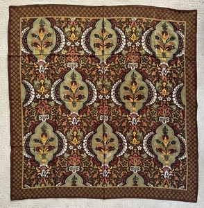 Vintage Adrienne Vittadini Womans Silk Scarf 35” Square Hand Rolled Brown Green - Picture 1 of 6