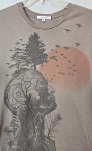 Junk Food L.A." Human Connected To World " Graphic T-Shirt Men's Size Medium Tan - Picture 1 of 6