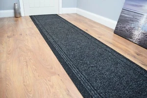 Black Industrial Door Mat Hallway Runner Non Slip Long Corridor Kitchen Rug UK - Picture 1 of 2