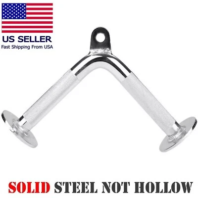 Fitness Tricep Bar Press Down Rubber Stoppers Strength Machine Attachment Metal - Image 1 of 4