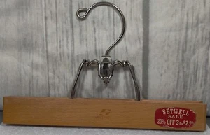 SETWELL Hanger 10" Wooden Wood Pants Skirts Trousers - Clamps - Sale Advertising - Picture 1 of 6
