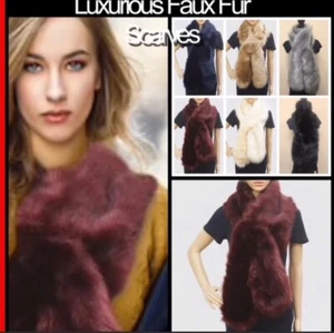 Luxurious Faux Fur Collar Scarf 62" Winter Warm Shawl Neck Warmer Wrap 6 Colors - Picture 1 of 13