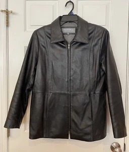 Proshield Smart Apparel Black Soft Leather Jacket Full Zip Women’s Sz Large - Picture 1 of 4
