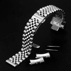 Curved Stainless Steel Watch Band Solid Jubilee Bracelet Strap Clasp Replacement - Picture 1 of 5
